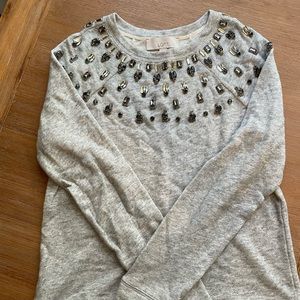 LOFT embellished gray sweater